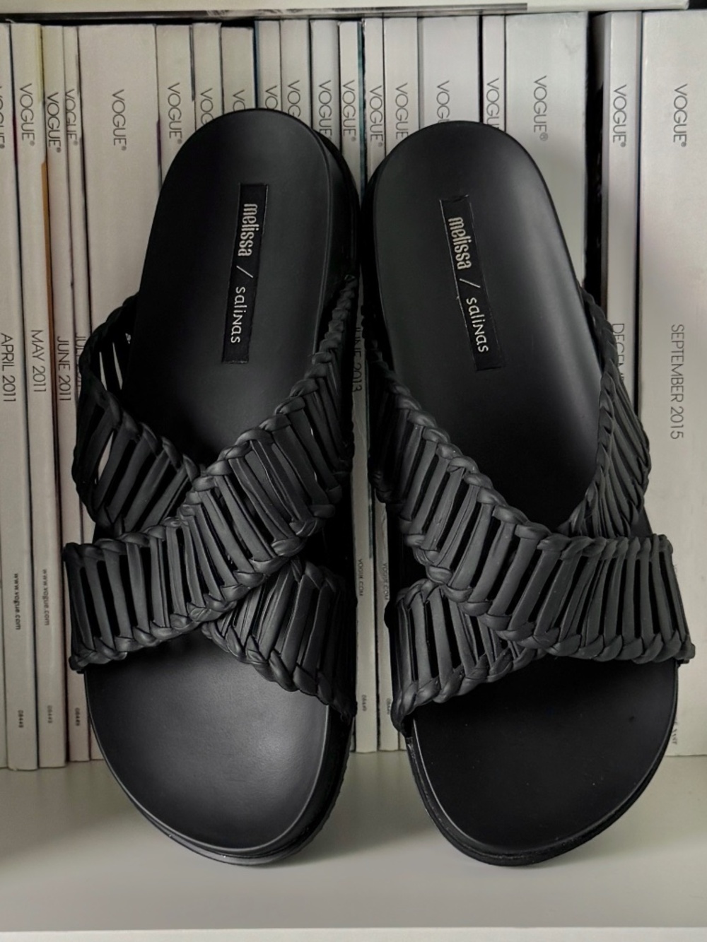 Melissa x Salinas Slides Black Cosmic II PVC Slide Sandals Crisscross straps